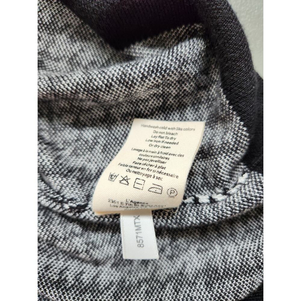 L’AGENCE Adeline Belted Long Cardigan Sz XS duster Black Grey Houndstooth #2G507 - Picture 11 of 12